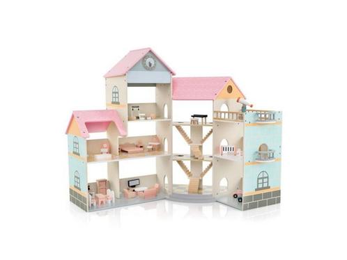 Costway Poppenhuis – 3 Verdiepingen & 42 Accessoires – 107 x, Huis en Inrichting, Woonaccessoires | Overige, Nieuw, Verzenden