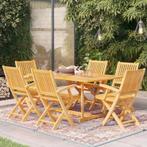 vidaXL 7-delige Tuinset massief teakhout, Tuin en Terras, Verzenden, Nieuw, Tuinset