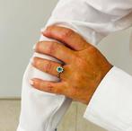 Ring - 18 karaat Witgoud Smaragd - Diamant, Handtassen en Accessoires, Ringen, Nieuw