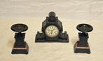 Horloge et parure de cheminée (3) - Antique Marbre, Laiton,