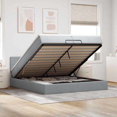 vidaXL Ottoman bed met matras 200x200 cm stof lichtgrijs, Huis en Inrichting, Slaapkamer | Bedden, Nieuw, Verzenden