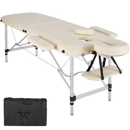 2-zones massagetafel met matras en aluminium frame - beige, Sport en Fitness, Massageproducten, Verzenden