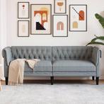 vidaXL CanapÃ© Chesterfield 3 places gris clair tissu, Verzenden