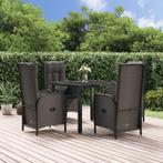 vidaXL Mobilier à dîner de jardin et coussins 5pcs Noir Rési