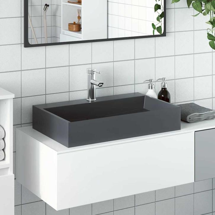 vidaXL Wastafel 60x38x11 cm mineraal gegoten/marmer gegoten, Doe-het-zelf en Bouw, Sanitair, Nieuw, Verzenden