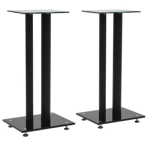 vidaXL Speakerstandaarden zuil-ontwerp gehard glas zwart 2, Audio, Tv en Foto, Luidsprekerboxen, Nieuw, Verzenden