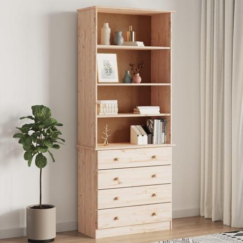 vidaXL Boekenkast met lades ALTA 77x35x186,5 cm massief, Huis en Inrichting, Kasten | Boekenkasten, Nieuw, Verzenden