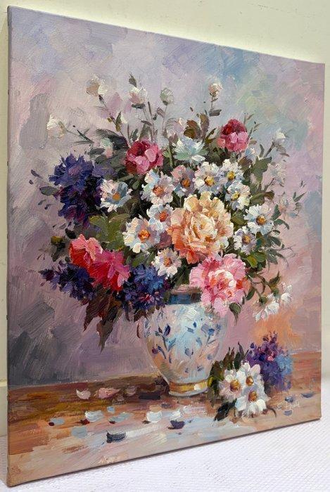 Ekaterina Dzuba (1982) - Fleurs de mon Jardin - Bouquet, Antiek en Kunst, Kunst | Schilderijen | Klassiek