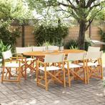 vidaXL Tuinstoelen 8 st inklapbaar stof crèmewit, Tuin en Terras, Verzenden, Nieuw