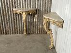 Wandtafel (2) - Deels vergulde en gepolychromeerde console, Antiek en Kunst, Antiek | Meubels | Stoelen en Sofa's