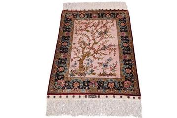 Silk Hereke Signed Carpet with Tree-Of-Life Design - Pure