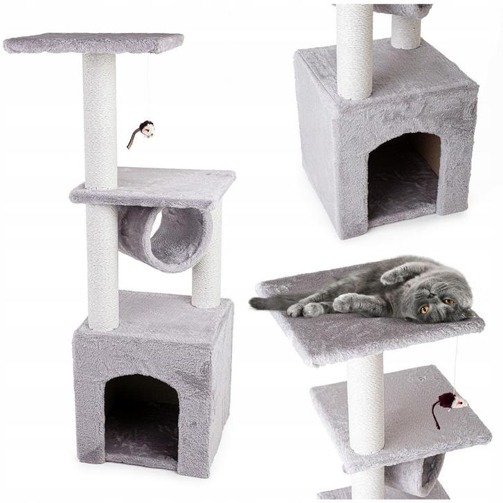 Moderne krabpaal lichtgrijs - Multifunctioneel speelparad..., Dieren en Toebehoren, Krabmeubelen, Nieuw, Ophalen of Verzenden
