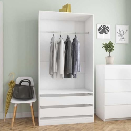 vidaXL Kledingkast 100x50x200 cm bewerkt hout wit, Huis en Inrichting, Kasten | Kleerkasten, Nieuw, Verzenden