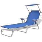 vidaXL Ligbed met luifel staal blauw, Tuin en Terras, Verzenden, Nieuw