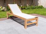 Teak ligbed Trento met Batyline Creme, Tuin en Terras, 2 zitplaatsen, Verzenden, Teakhout, Nieuw