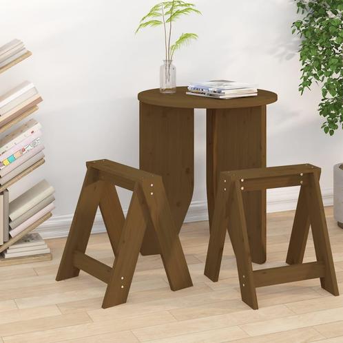 vidaXL Tabourets lot de 2 marron miel 40x40x45 cm bois, Huis en Inrichting, Stoelen, Verzenden