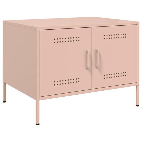 vidaXL Salontafel 68x50x50,5 cm staal roze, Huis en Inrichting, Tafels | Salontafels, Nieuw, Verzenden