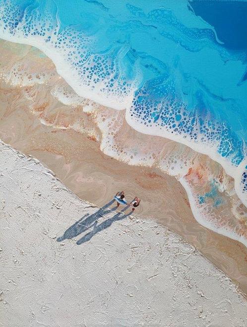 Jasmin Navoyan - Blue Paradise/ Beach for Two series, Antiek en Kunst, Kunst | Schilderijen | Modern