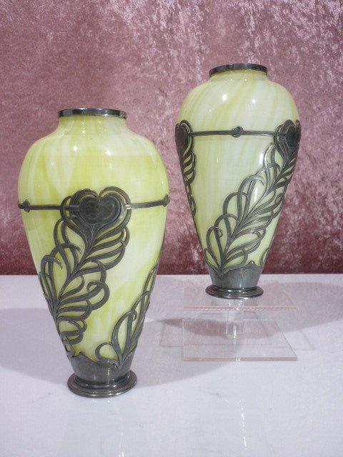 Art nouveau Orivit AOG - Vaas - Glas, Glas metaal, Antiek en Kunst, Antiek | Glaswerk en Kristal