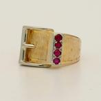 Ring - 18 karaat Geel goud, Witgoud - Robijn, Nieuw