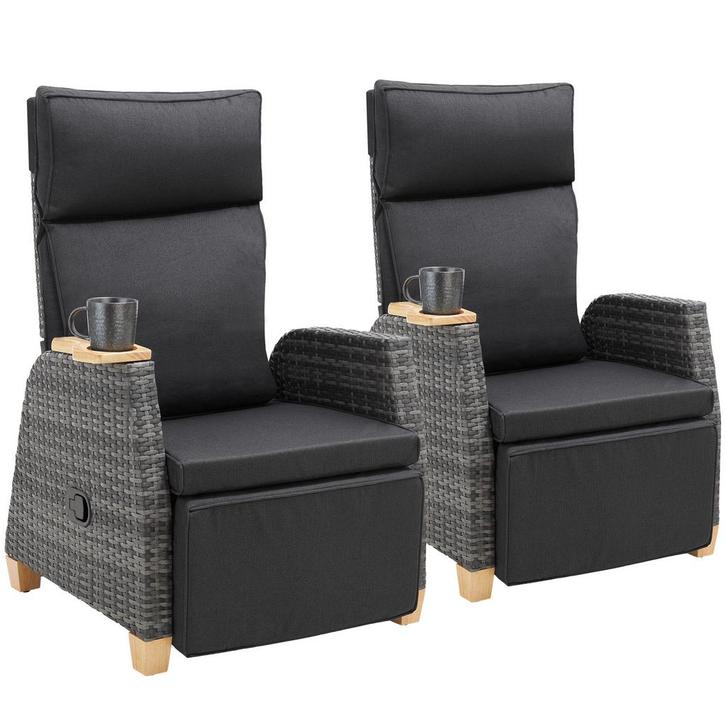 tectake Wicker fauteuil Pescara met aluminium frame, rugleun, Tuin en Terras, Tuinsets en Loungesets, Verzenden