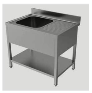 RVS Wastafel, Spoeltafel met 1 wasbak, links, B120 x D70 x, Zakelijke goederen, Kantoor en Winkelinrichting | Winkel en Inventaris