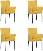 Set van 4 Gele leren moderne eetkamerstoelen - Toledo Leer, Huis en Inrichting, Stoelen, Nieuw, Vier, Modern, Leer