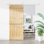 vidaXL Schuifdeur met beslag 85x210 cm massief grenenhout, Doe-het-zelf en Bouw, Verzenden, Nieuw