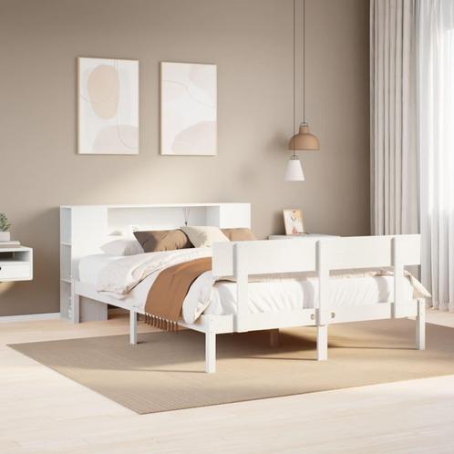 vidaXL Lit bibliothèque sans matelas blanc 140x190 cm, Maison & Meubles, Chambre à coucher | Lits, Neuf, Envoi