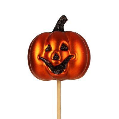 Bijsteker pompoen Scary 6cm.+12cm. stok /st Halloween, Huis en Inrichting, Woonaccessoires | Kunstplanten en Kunstbloemen, Nieuw