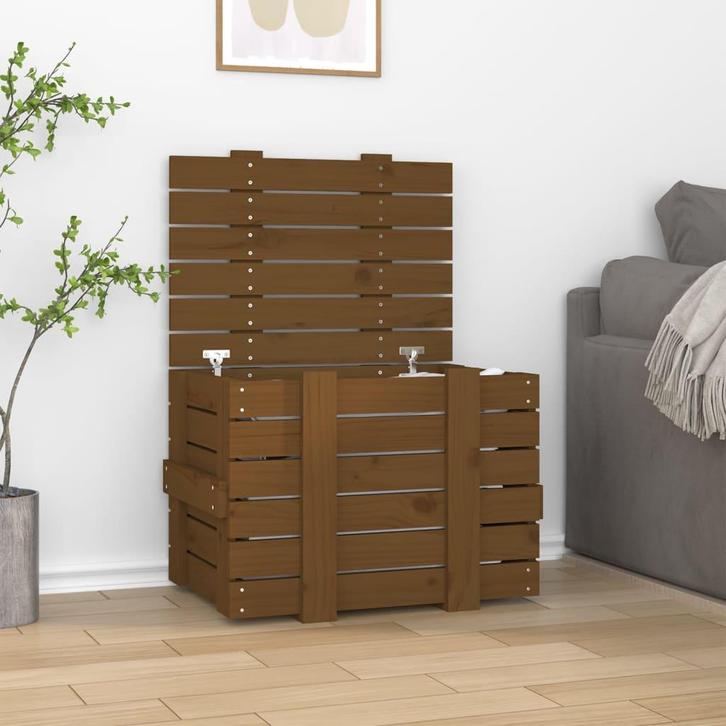 vidaXL Opbergbox 58x40,5x42 cm massief grenenhout, Doe-het-zelf en Bouw, Kratten en Dozen, Nieuw, Verzenden
