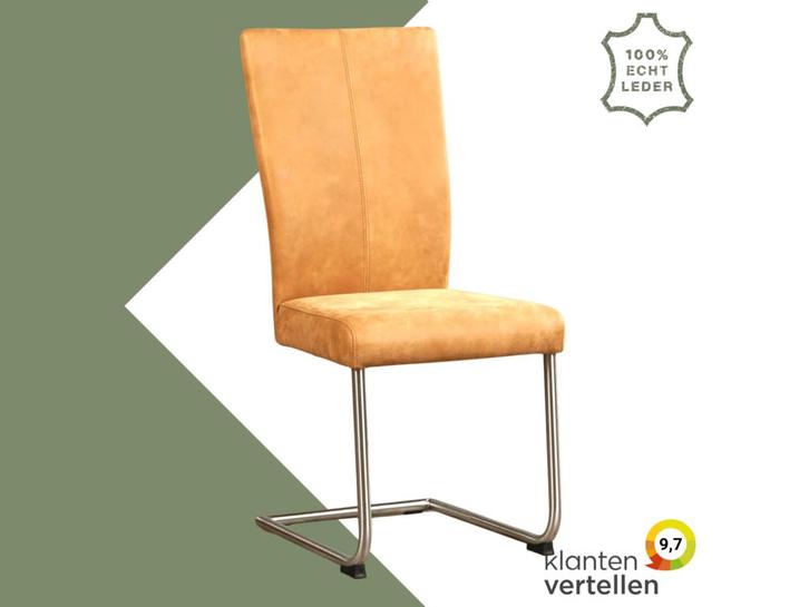Leren eetkamerstoel Dry - Kenia Cognac (cognac) - Sledepoot, Huis en Inrichting, Stoelen, Bruin, Eén, Nieuw, Leer, Ophalen of Verzenden