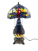 Tafellamp - Blauwe glas-in-lood tafellamp in Tiffany-stijl -