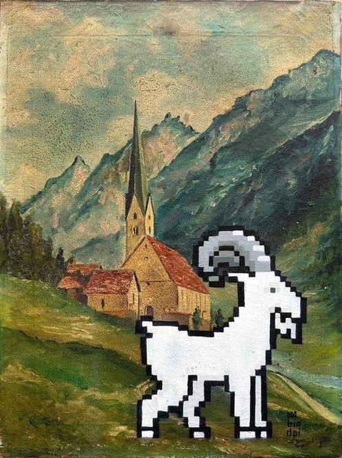 Biodpi (1976) - Mountain goat, Antiquités & Art, Art | Peinture | Moderne