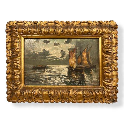 L. Riboldi (XX) - Il porto, Antiek en Kunst, Kunst | Schilderijen | Klassiek