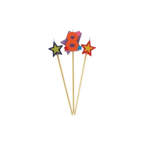 Kaarsen Set 8 Jaar Sterren 26cm 3st, Hobby en Vrije tijd, Feestartikelen, Nieuw, Verzenden