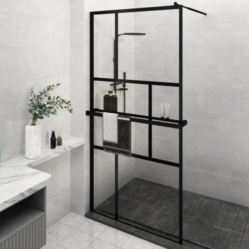 vidaXL Paroi de douche avec étagère Noir 115x195cm Verre, Bricolage & Construction, Sanitaire, Neuf, Envoi