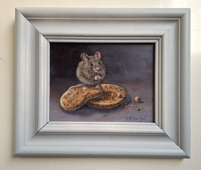 H.M.Bergen (1945) - Lekker knabbelen, Antiek en Kunst, Kunst | Schilderijen | Klassiek