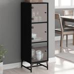 vidaXL Buffet avec portes en verre noir 35x37x120 cm, Verzenden, Neuf