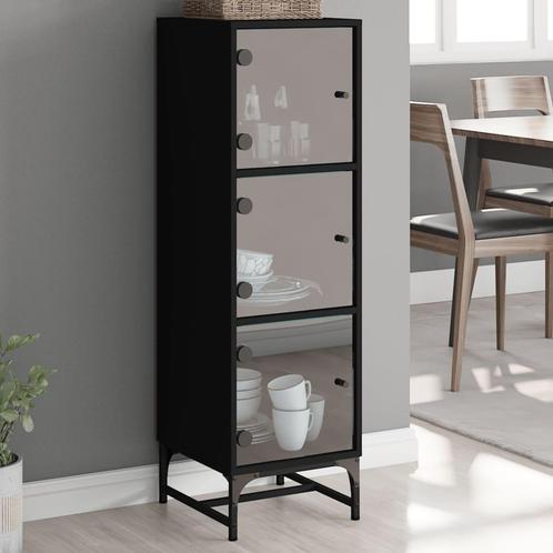 vidaXL Buffet avec portes en verre noir 35x37x120 cm, Maison & Meubles, Armoires | Dressoirs, Neuf, Envoi