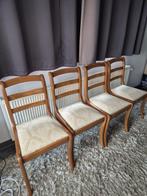 Eetkamerstoel (4) - Damast, Mahonie - Stoelen, Antiek en Kunst