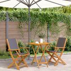 vidaXL 3-delige Bistroset stof en massief hout, Tuin en Terras, Verzenden, Nieuw