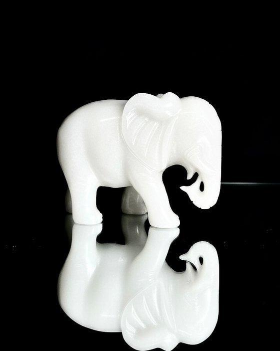 Prachtige witte jade olifant van extra kwaliteit - XXL, Verzamelen, Mineralen en Fossielen