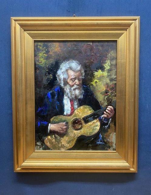 Franco Rispoli (1921-1989) - Il suonatore di chitarra, Antiek en Kunst, Kunst | Schilderijen | Klassiek