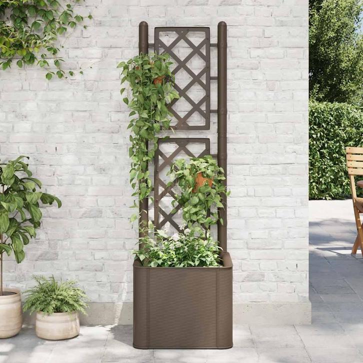 vidaXL Plantenbak hoog met latwerk en zelfbewateringssysteem, Tuin en Terras, Bloempotten, Nieuw, Verzenden