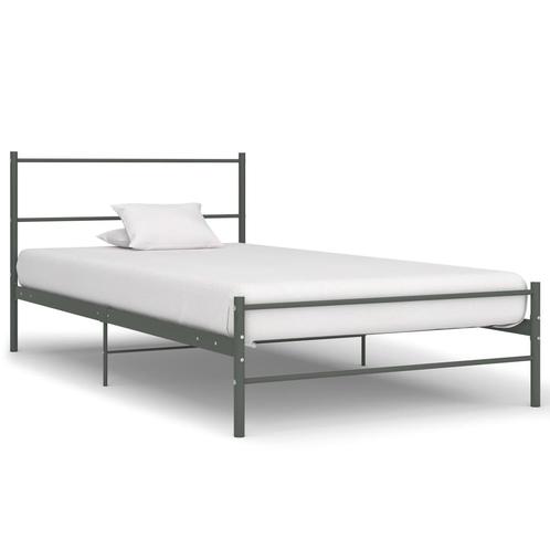 vidaXL Bedframe metaal grijs 90x200 cm, Huis en Inrichting, Slaapkamer | Bedden, Nieuw, Verzenden