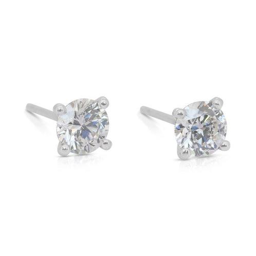 Oorbellen - 18 karaat Witgoud - 1.01ct. tw. Diamant, Handtassen en Accessoires, Oorbellen