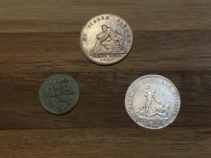 Frankrijk. Lot de 3 Monnaies et Medailles Royales : Louis, Postzegels en Munten, Munten en Bankbiljetten | Toebehoren
