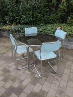 Table à manger - verre fumé - Table et quatre chaises