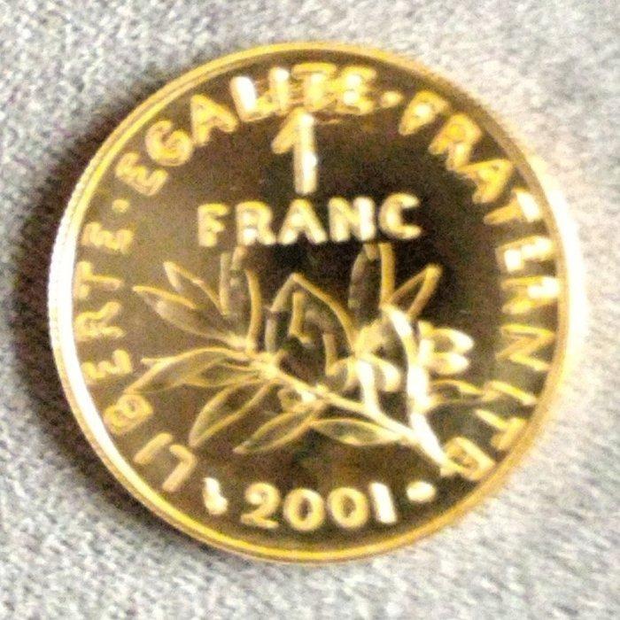 Frankrijk. 1 Franc 2001 Semeuse. BU en or, Postzegels en Munten, Munten | Europa | Euromunten